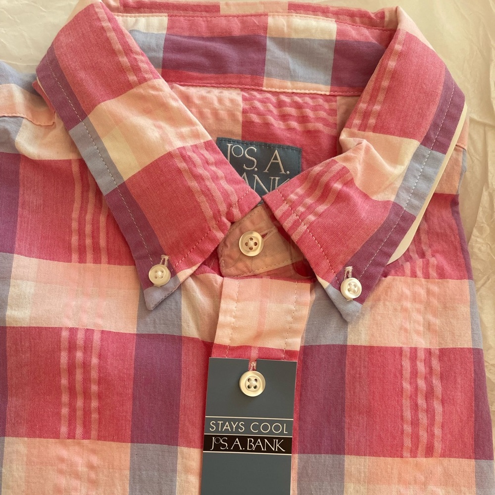 Jos a Banks plaid short sleeves shirt size L